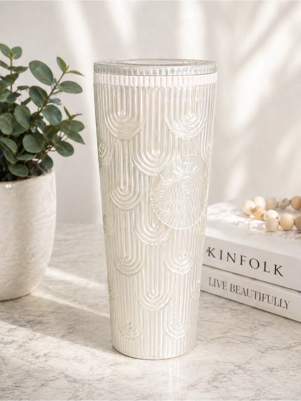 Starbucks Pearl Ivory Embossed Tumbler